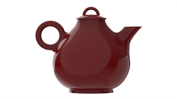 老式丑茶壶3D经典可爱的插图渲染 — 图库照片