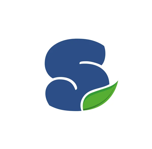 Şirketin Ilk Harfleri Yeşil Yapraklı Baş Harfler Harfi Logosu — Stok fotoğraf