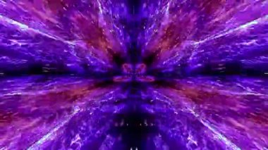 A 3D kaleidoscopic dynamic futuristic animation with purple glowing laser neon lights