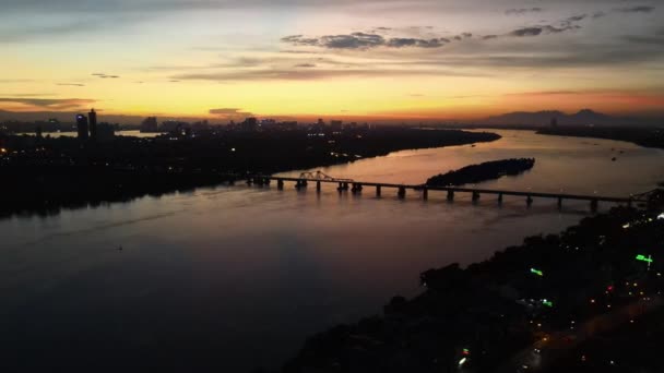 Las Imágenes Aéreas Del Dron Red River Hanoi Atardecer Vietnam — Vídeo de stock