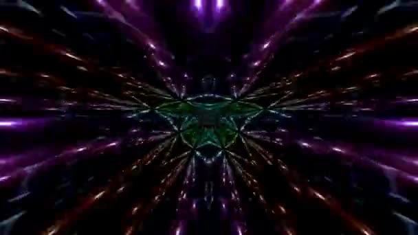 Kaleidoscopic Dynamic Futuristic Animation Colorful Glowing Neon Lights — ストック動画