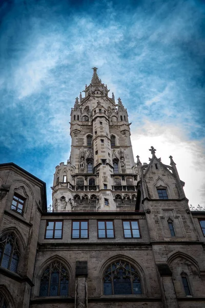 München Városképe Marienplatz Városházával Németországban — Stock Fotó