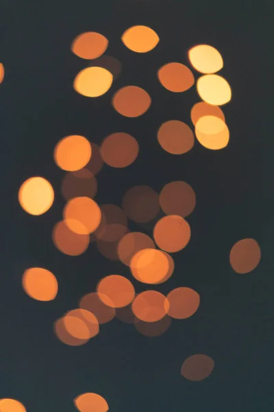 Scenic Shot Blurry Orange Bokeh Lights Illuminated Dark — Stock Photo, Image