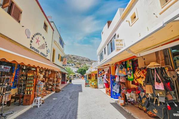 Vari Negozi Turistici Nella Strada Matala Isola Creta Grecia — Foto Stock