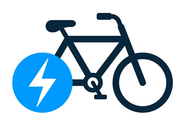 Elektrické Kolo Nebo Bike Ikona Vektorové Ilustrace Izolované Bílém — Stockový vektor