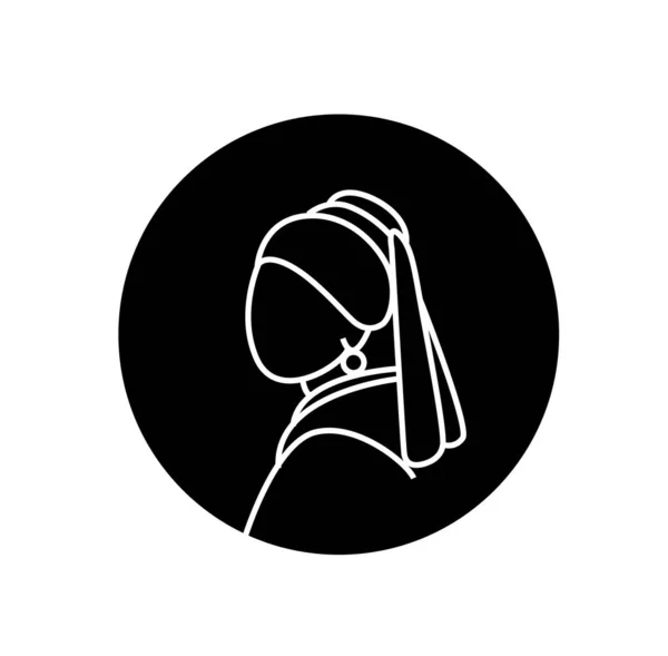Ένα Διανυσματικό Σχέδιο Μιας Γυναίκας Ένα Μαργαριταρένιο Λογότυπο Σκουλαρικιού Μαύρο — Διανυσματικό Αρχείο
