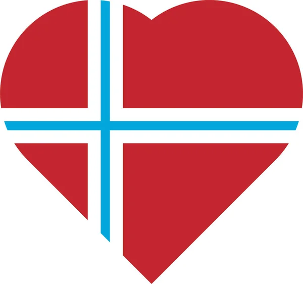 Vektorová Ilustrace Vlajky Norska Tvaru Srdce Bílém Pozadí — Stockový vektor