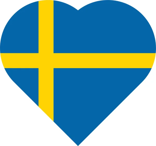 Vector National Flag Sweden Heart Shape White Background — Stock Vector