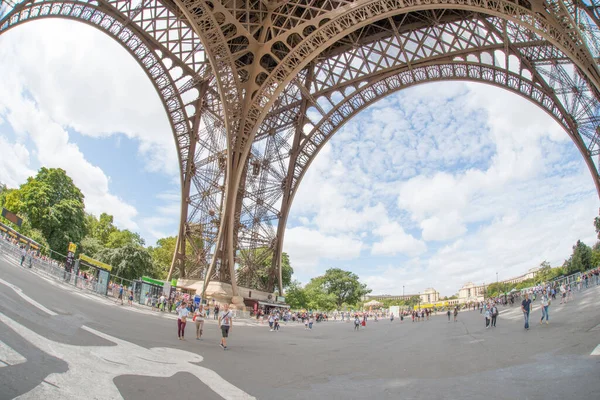 Tour Eiffel París Francia Lente Ojo Pez Atracciones Turísticas — Foto de Stock