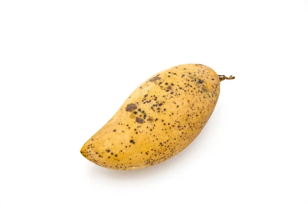 Olgunlaşmış Taze Bir Mango Nun Beyaz Bir Arka Planda Parlak — Stok fotoğraf