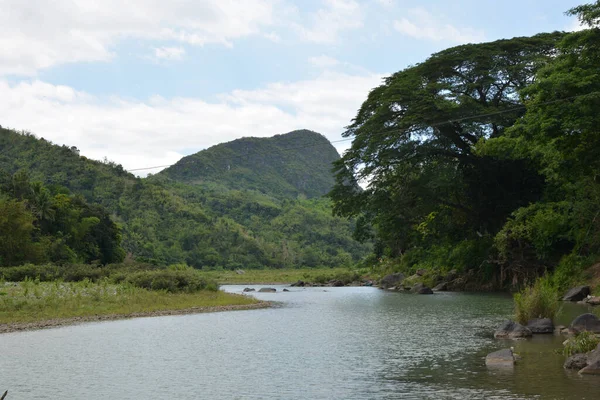 Une Vue Panoramique Rivière Wawa Entourée Forêts Aux Philippines — Photo