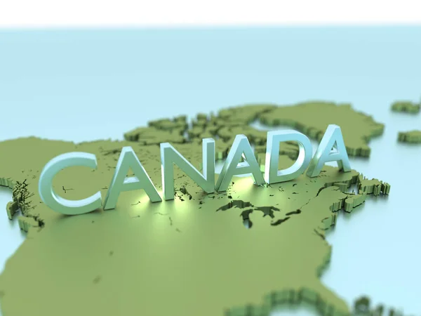 Mapa Verde Renderizado Canadá Com Nome País Escrito Nele — Fotografia de Stock