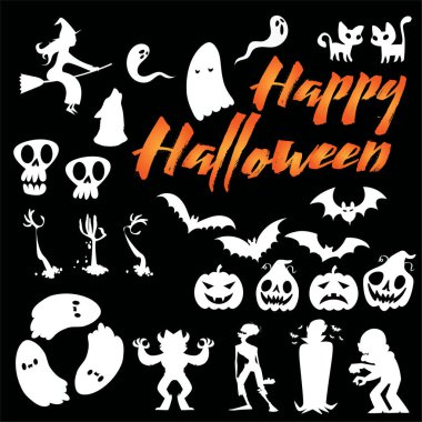 Cadılar Bayramı için çeşitli karakterlerin toplanması için bir vektör çizimi