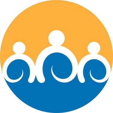 Topluluk, ağ ve sosyal logo tasarım şablonunun beyaz bir arkaplanda izole edilmiş bir vektör tasarımı