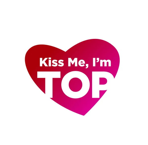 Diseño Vectorial Kiss Soy Top Boy Escrito Corazón Rojo Aislado — Vector de stock