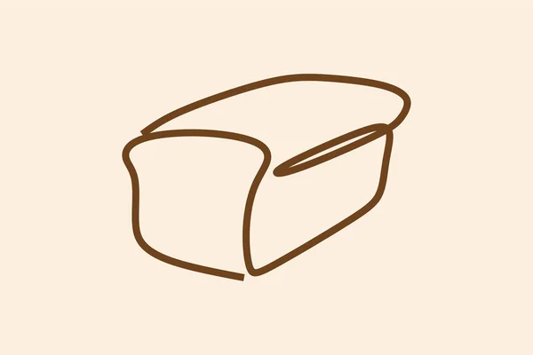 Vetor Ilustração Digital Rolo Linha Única Design Pão Fundo Marrom —  Vetores de Stock