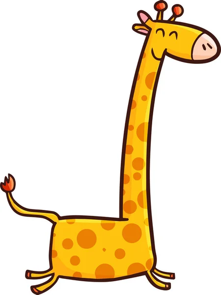 Een Vector Van Giraffe Lopen Glimlachen Geïsoleerd Witte Achtergrond — Stockvector
