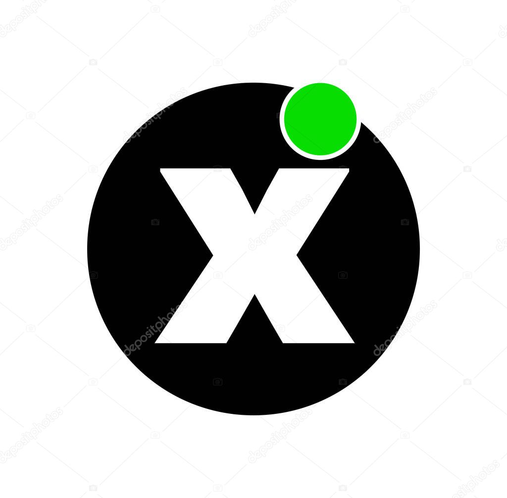 A vector illustration of the minimalistic letter X logo design in black and green on white background