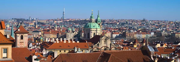 Panoramic View Cityscape Prague Nicholas Church Distance — Stock Photo, Image