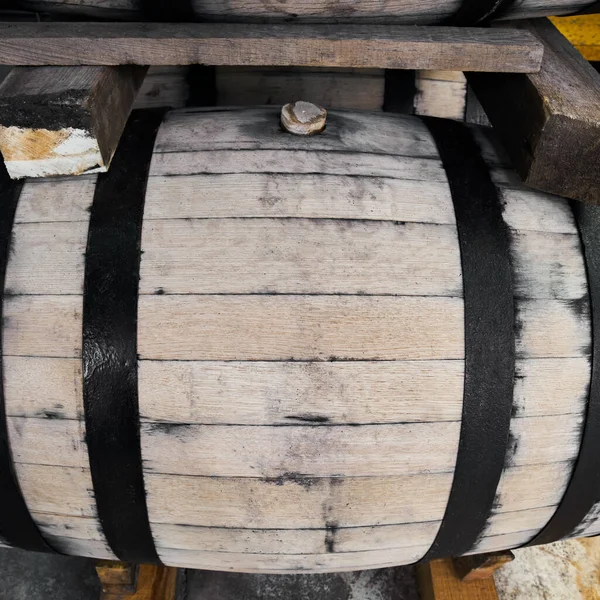 Oak Barrels Stacked Tequila Ready Maturation — Stock Fotó