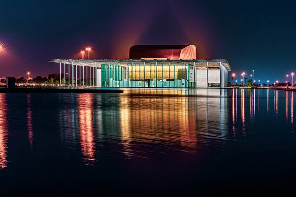 Beautiful Shot National Theater Illuminated Lights Night Bahrain — Stock Photo, Image