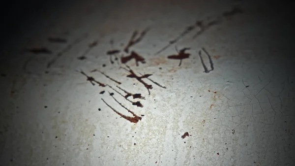 白塗りの木のテーブルの表面の傷のクローズアップ — ストック写真