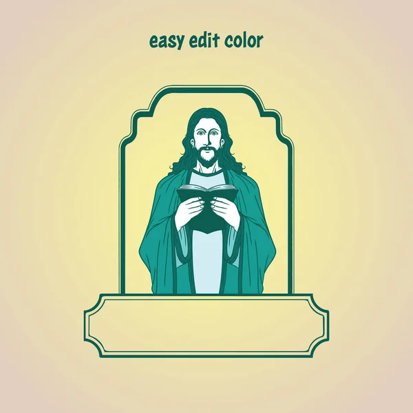 Carácter Del Logotipo Jesucristo Fácil Edición Color — Archivo Imágenes Vectoriales
