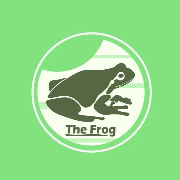 Иллюстрация Логотипа Лягушки Зеленый Фон Простой Творческий — стоковый вектор