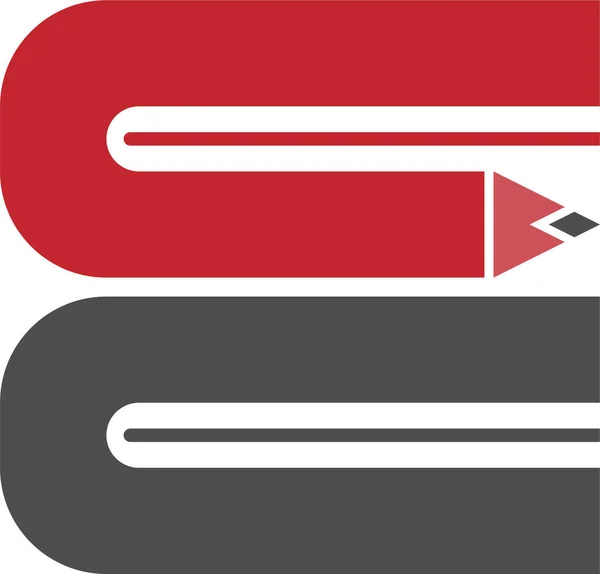 Disegno Piatto Vettoriale Della Lettera Logo Illustrazione Colori Nero Rosso — Vettoriale Stock
