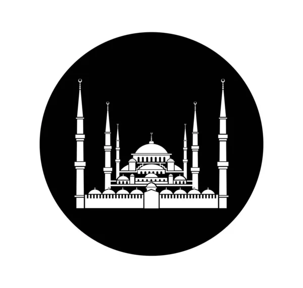Векторна Ікона Мечеті Султана Ахамеда Мечеть Султана Ахамеда Чорно Біла — стоковий вектор