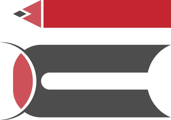 Desenho Plano Vetorial Letra Ilustração Logotipo Cores Preto Vermelho Isolado —  Vetores de Stock