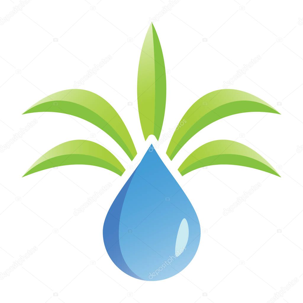 Water leaf logo two objects combined illustration