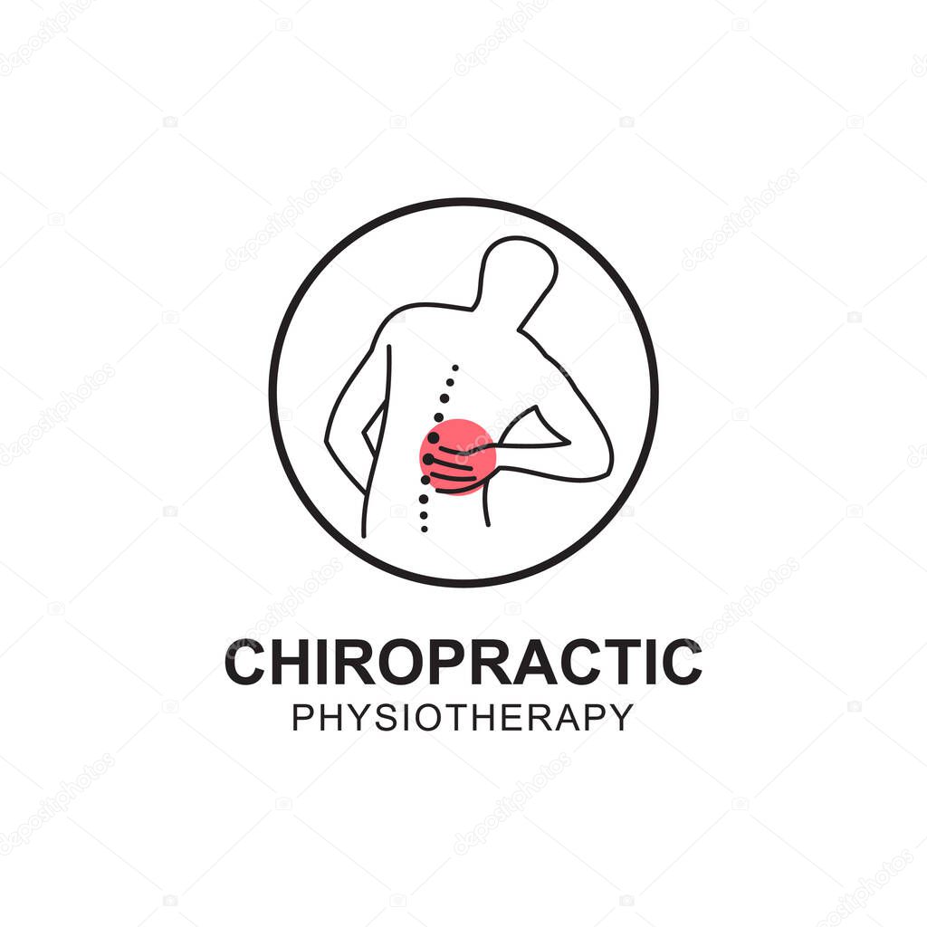 A vector illustration of a chiropractic physiotherapy logo isolated on a white background