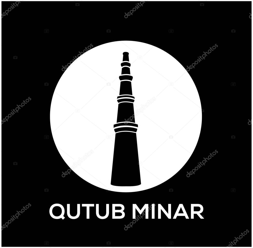 Qutub Minar pillar icon. Qutub Minar vector icon.
