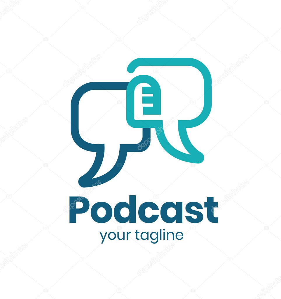 A vector design of Talk chat bubbles icons with text podcast your tagline isolated on a white background