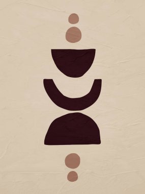 Geometrik soyut sanat, doku, geometrik şekiller, bej, kahverengi, sarı, siyah, mükemmel eşleşme ve moda evinizi veya işyerinizi dekore eder.