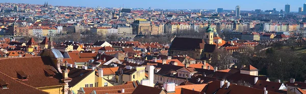 Aerial Panoramic Shot Cityscape Prague Czech Republic Bright Summer Morning — Stock Photo, Image