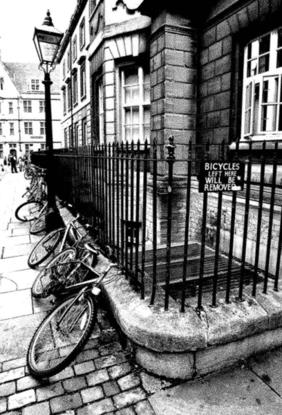 Oxford Bicycle University Znak Czarno Biały — Zdjęcie stockowe