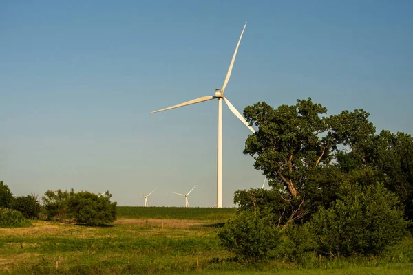 Campo Con Turbinas Eólicas Zona Rural Oklahoma Estados Unidos — Foto de Stock