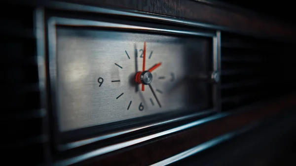 Gros Plan Horloge Dans Une Voiture Vintage — Photo