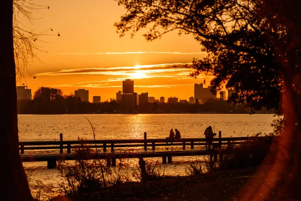 Vue Aérienne Une Belle Rivière Rotterdam Pays Bas — Photo