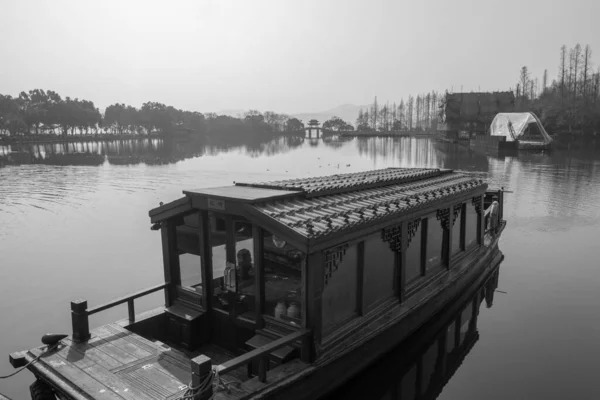 Altes Boot Auf Dem See Von Hangzhou — Stockfoto