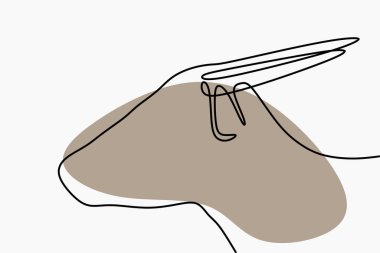 Kahverengi boyalı tek çizgi bufalo tasarımının dijital illüstrasyon vektörü