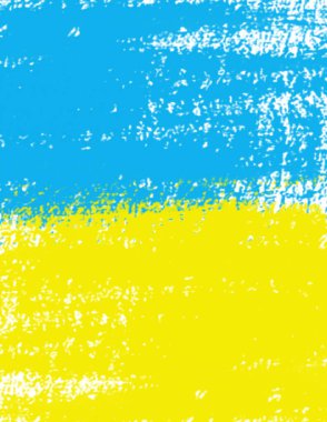 Ukrayna bayrak fırçası konsepti. Ukrayna grunge tarzı pankart arkaplanı. Arka plan için sarı ve mavi kalem dokusu. El çizimi soyut Ukrayna