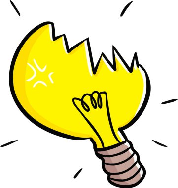 Beyaz arka planda izole edilmiş sarı bir kırık lamba vektörü