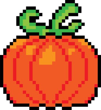 Beyaz arkaplanda pikselleştirilmiş bir balkabağının vektör çizimi