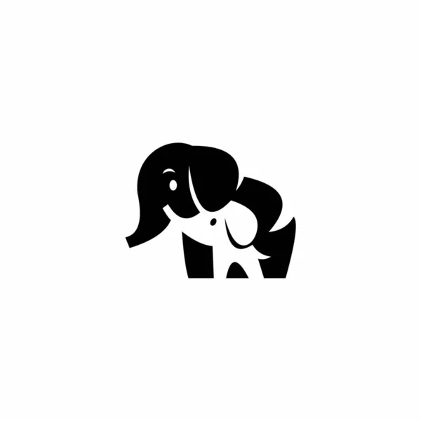 Elephant Logo Negative Space Design — Stock Vector