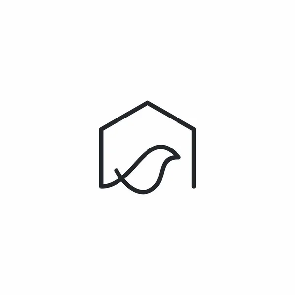 Thin Line Simple Bird Logo — Stock Vector