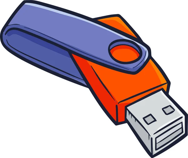 Een Vectorillustratie Van Een Kleurrijke Usb Geïsoleerd Een Witte Achtergrond — Stockvector