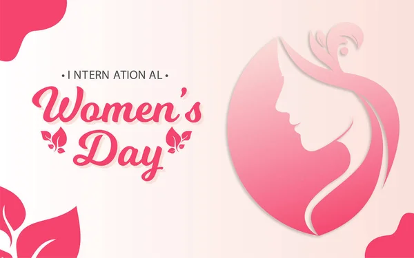 Ein Vektor Zum Internationalen Frauentag Mit Einer Weiblichen Silhouette Rosa — Stockvektor